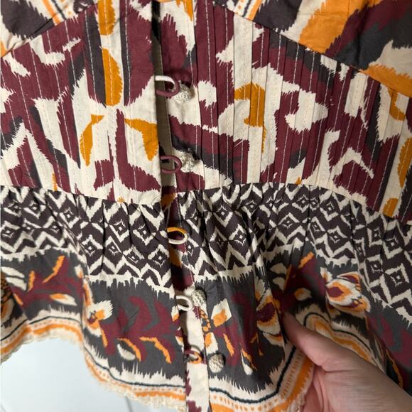 Farm Rio Toucans Scarf Cream Puffed Sleeve Blouse XL - Picture 4 of 8